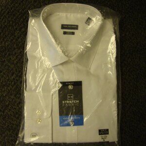 Van Heusen Slim Fit 17-17-1/2 36/37 white long-sleeve spread collar dress shirt